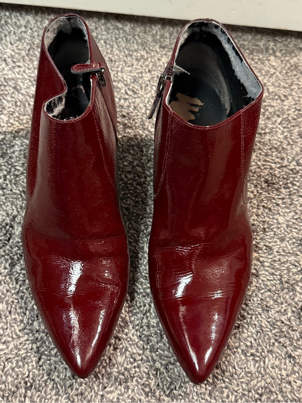 Nine West packrat red patent leather pointy toe heeled boots 8